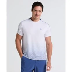 Original Penguin Ombre Net Graphic Performance Tennis T-Shirt In Bright White(Ombre Net Graphic Performance Tennis T Shirt White O1kff007gg 118)