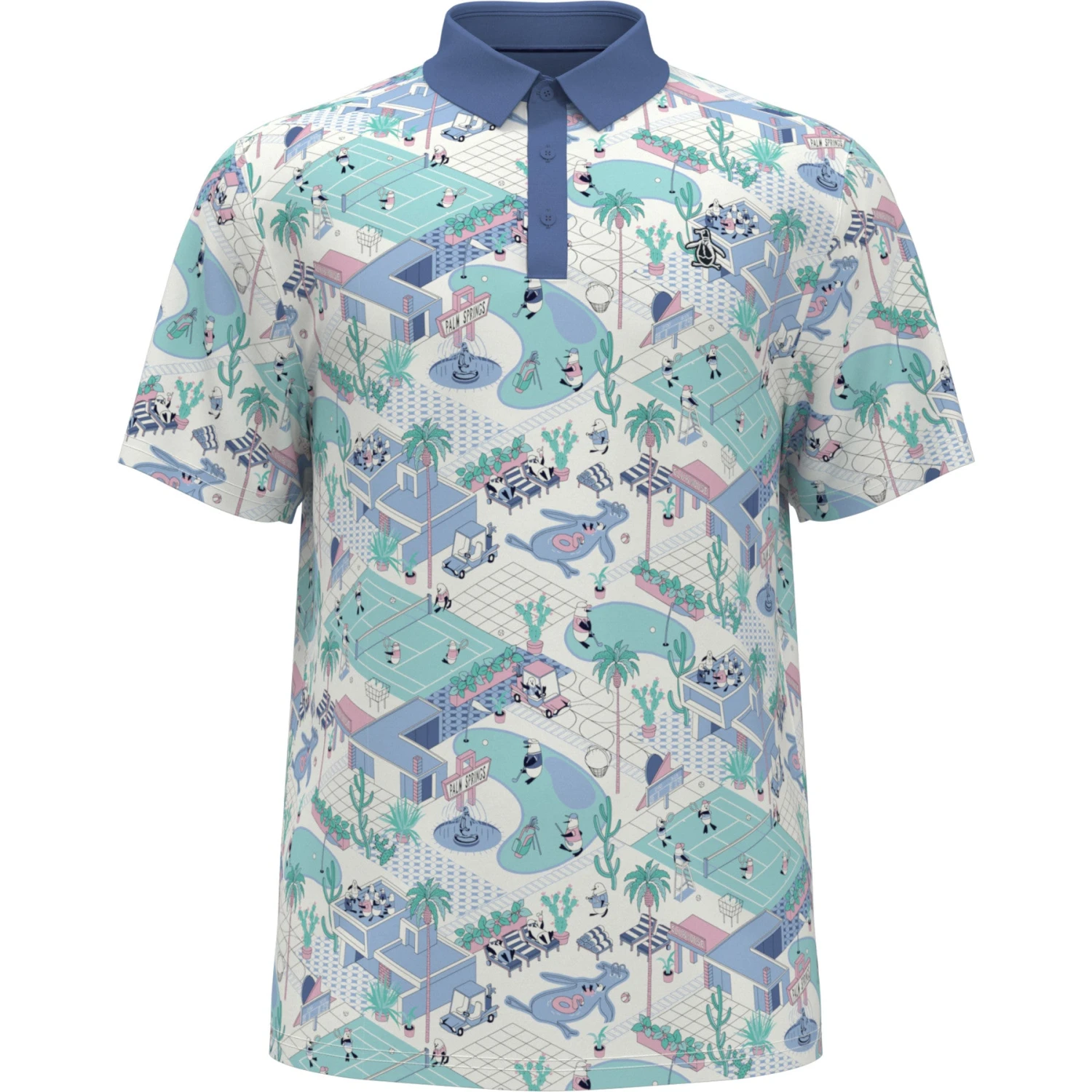 Original Penguin Palm Springs Print Golf Polo Shirt In Bright White(Palm Springs Print Golf Polo White Ogksf013gg 118) 7 Original Penguin Palm Springs Print Golf Polo Shirt In Bright White(Palm Springs Print Golf Polo White Ogksf013gg 118) - Image 5