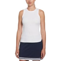 Original Penguin Women's Ribbed Tennis Tank Top In Bright White(Ribbed Tennis Tank Top White O1kse016gg 118)