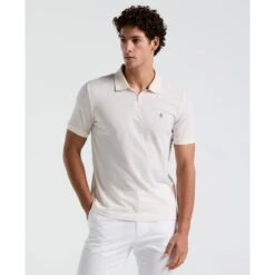 Original Penguin Jacquard Tipped 1/4 Zip Polo Shirt In Birch(Jacquard Tipped 14 Zip Polo Beige Opks2530gp 252)